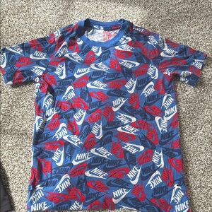 Nike Blue and Red Graphic T-Shirt